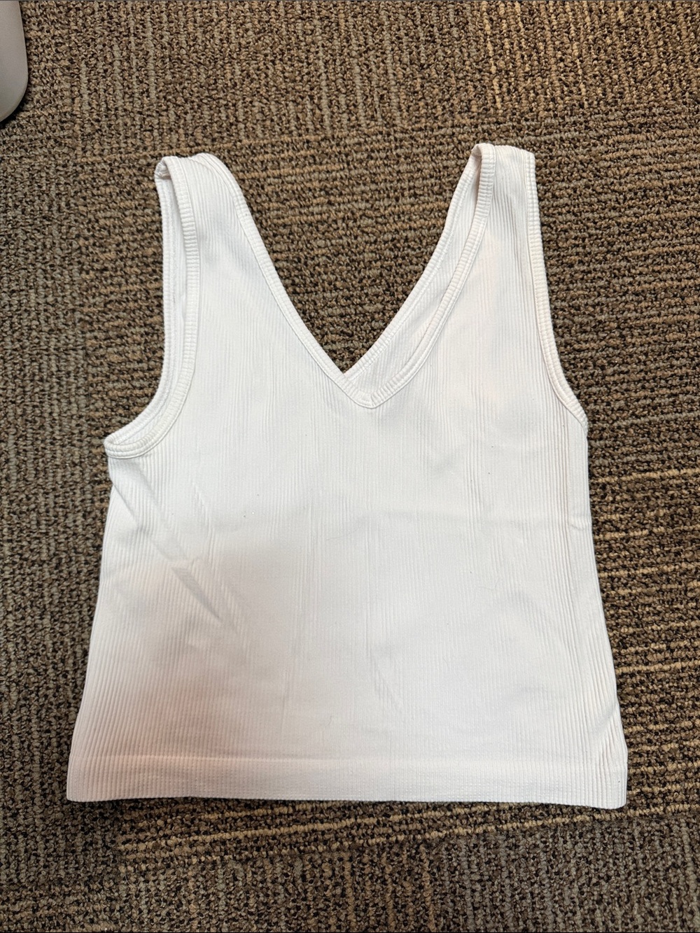 Classic White Ribbed V-Neck Tank
